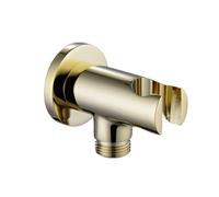 Enki English Gold Modern Contemporary Bathroom Solid Brass Wall Mounted Round Handheld Shower Head Connector Holder W/ Bracket O05