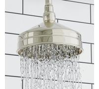 Enki English Gold Modern Traditional Bathroom Brass Swivel Ball Joint Adjustable Rainfall Round Fixed Power Shower Head Mixer Unit
