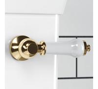 Enki English Gold White Classic Minimalist Bathroom Ceramic Hard-Wearing Replacement Part Traditional Toilet Flush Lever Handle