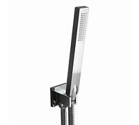 ENKI, EO013, Premium Square Pencil Hand Shower with Silicone Jets Kit Incl. Hose and Wall Bracket with Outlet, Chrome