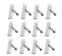 Enki Ergo Chrome Silver Modern Bathroom Solid Brass Self-Closing Time Adjustable Non-Concussive Single Basin Mixer Taps 12-Piece