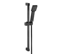 ENKI, ES012, Black, Square Shower Riser Rail Kit with Hand Shower Holder with Handset, Hose, Stainless Steel, Modern, Easy to Install, 1-Year Guarantee