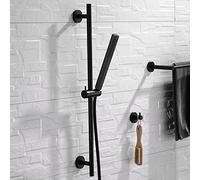 ENKI, ES022, Shower Slider Riser Rail Kit, Includes Adjustable Slider, Stylish Pencil Shower Head, Hose and Wall Elbow Outlet, Durable Black Finish