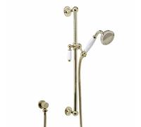 ENKI ES025 Traditional Shower Slider Rail Kit Lever Outlet Gold White Ceramic
