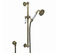 ENKI ES029 Traditional Shower Slider Rail Kit with Ceramic Lever Antique Brass White Ceramic