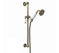 ENKI ES029 Traditional Slider Rail Kit, Antique Brass, Adjustable | Adjustable Height, Shower Head & Hose, Easy Install, Bathroom