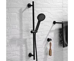 ENKI, ES032, Shower Slider Riser Rail Kit, Includes Adjustable Slider, 3, Setting Shower Head, Hose and Wall Elbow Outlet, Durable Black Finish