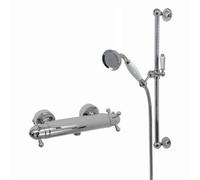 Enki Gallant Chrome Traditional Bathroom Solid Brass Thermostatic 1/2" Water Inlet Shower Bar Mixer Valve W/ Slider Rail Kit