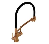 ENKI, Geneva, KT094, Rose Gold, Kitchen Sink Pull Out Mixer Tap, Contemporary 3 in 1 Water Filter Purifier Tap, Solid Brass, Black Silicone Hose, Modern Design, Easy to Install, 1-Year Guarantee