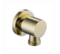Enki Gold Modern Bathroom Solid Brass Durable Reflective Round Elbow 1/2" Water Inlet Shower Outlet Hose Connector Adaptor L08 L08