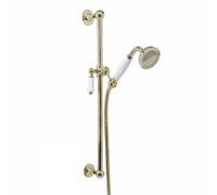 Enki Gold Modern Traditional Bathroom Solid Brass Wall Mounted Easy Fix Handheld Shower Head Hose Wall Elbow & Slider Rail Kit