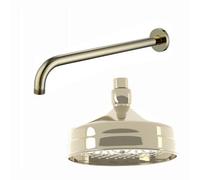 Enki Gold Traditional Bathroom Wall Mounted Swivel Ball Joint Connector Round Power Rainfall Fixed Shower Head Mixer & Arm 150mm