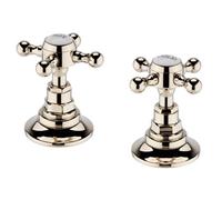 Enki Gold Traditional Classic Bathroom Brass Deck Mounted Hot & Cold Cross Turn Levers 3/4" Connection Bath Side Valve Taps 2-Pack