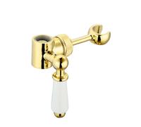 Enki Gold White Modern Traditional Bathroom Solid Brass Ceramic Adjustable Hand Shower Head Holder Bracket Rigid Riser Rail Kit