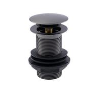 Enki Gunmetal Grey Classic Timeless Bathroom Solid Brass Unslotted Push Button Click Clack Pop Up Round Basin Drain Waste Trap W15