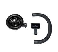 Enki Gunmetal Grey Modern Kitchen Metal Plastic Round Clogged Drain Prevention Sink Strainer Basket Waste Trap W/ Overflow Pipe