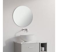 Enki Horizon Contemporary Bathroom Cloakroom Living Glass Polished Edge Round Frameless Wall Mounted Decorative Mirror (W) 400mm