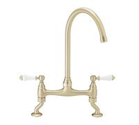 ENKI KT132 Astbury Traditional Kitchen Sink Mixer Tap, Brushed Brass
