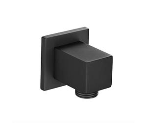 ENKI, L10, Solid Brass Shower Wall Outlet 1/2 Inch, Shower Connector for Shower Hose, Square Design, Black