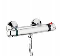 Enki Luna Chrome Modern Bathroom Solid Brass Thermostatic Wall Mounted Separate Flow Adjustable Connectors Bar Shower Mixer Valve