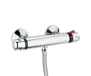 ENKI, Luna, T30, Wall Mounted, Valve 1/2" Outlet, Thermostatic Shower Mixer Bar for Bathrooms, Chrome Modern Mixer Tap Style