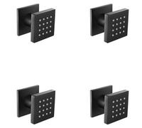 Enki Matt Black Classic Timeless Bathroom Anti-Limescale Rubber Nozzles Single-Spray Square Body Massager Shower Jets 4-Pack Mp013