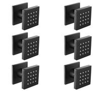 Enki Matt Black Classic Timeless Bathroom Anti-Limescale Rubber Nozzles Single-Spray Square Body Massager Shower Jets 6-Pack Mp014
