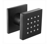 Enki Matt Black Classic Timeless Bathroom Brass Anti-Limescale Rubber Nozzle Single-Spray Pattern Square Body Massager Shower Jet