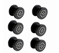 Enki Matt Black Classic Timeless Bathroom Brass Anti-Limescale Rubber Nozzles Single-Spray Round Body Massager Shower Jets 6-Pack