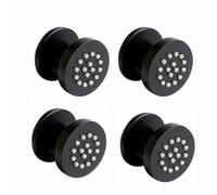 Enki Matt Black Classic Timeless Bathroom Brass Anti-Limescale Rubber Nozzles Single-Spray Round Body Massager Shower Jets 4-Pack