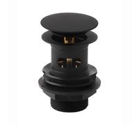 Enki Matt Black Classic Timeless Bathroom Solid Brass Slotted Push Button Click Clack Pop Up Round Sink Basin Drain Waste Trap W06