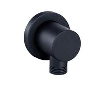 Enki Matt Black Modern Bathroom Solid Brass Durable Reflective Round Elbow 1/2" Water Inlet Shower Outlet Hose Connector Adaptor