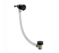 Enki Matt Black Modern Bathroom Solid Brass Free Flow Hot & Cold Round Click Clack Bath Filler Waste Trap With Overflow Pipe W52