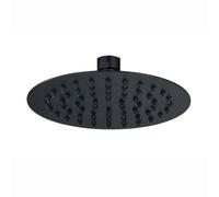 Enki Matt Black Modern Bathroom Stainless Steel Single-Spray Round Ultra Slim Rainfall Fixed Power Shower Head Mixer (Diam) 200mm