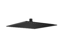 Enki Matt Black Modern Bathroom Stainless Steel Single-Spray Square Slim Rainfall Fixed Power Shower Head Mixer (Diam) 300mm R47