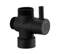 Enki Matt Black Modern Contemporary Bathroom Solid Brass Round Fixed Column To Handheld 3/4" Inlet Outlet Shower Diverter Valve