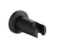 Enki Matt Black Modern Traditional Bathroom Solid Brass Wall Mounted Round Shower Head Mixer Unit Handset Holder Parking Bracket