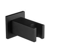 Enki Matt Black Modern Traditional Bathroom Solid Brass Wall Mounted Square Handset Holder Shower Head Mixer Parking Bracket B22