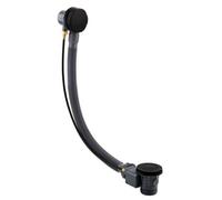 Enki Matt Black Traditional Bathroom Brass Sprung Pop Up Cover Round Easy Clean Water Plug Bath Waste With Overflow Pipe Kit W54