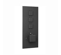 ENKI, Milan, TSV074, Thermostatic Concealed Shower Valve with Push Buttons, Triple Square Taps with Three Outlets, Modern Shower Valve, Black