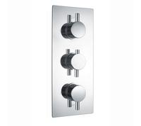 Enki Naples Chrome Round 3-Outlet Brass Thermostatic Triple Shower Valve Tsv076