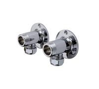 Enki, P10, Chrome, Wall Mounted Backplate Elbows For Exposed Shower Pipes, Shower Fixing Kit, Surface Mounted Pipework Fittings