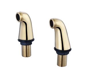 ENKI, P20, Gold, Pair of Standard Bath Tap Legs for Deck Mounting, Modern Bathroom Accessories, Solid Brass Body Finish