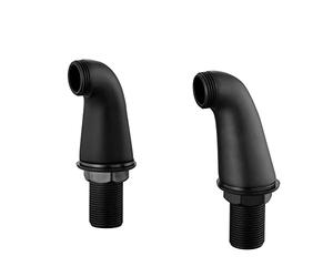 ENKI, P23, Matte Black, Pair of Standard Bath Tap Legs for Deck Mounting, Modern Bathroom Accessories, Solid Brass Body Finish