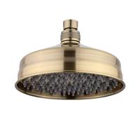 ENKI R35 150mm Traditional Shower Head, Antique Brass, Rainfall | Solid Brass, Easy Install, Fittings Included, Rainfall Shower Head Arm, Replacement Arm, Modern, Bathroom
