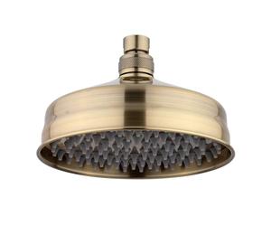 ENKI R35 150mm Traditional Shower Head, Antique Brass, Rainfall | Solid Brass, Easy Install, Fittings Included, Rainfall Shower Head Arm, Replacement Arm, Modern, Bathroom