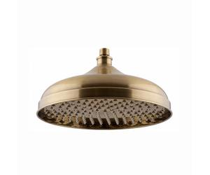 ENKI R39 300mm Round Traditional Shower Head, Antique Brass, Rainfall | Solid Brass, Anti-Limescale Nozzles, Swivel Spout, Easy Install, Fittings Included, 1-Year Guarantee, Replacement Arm, Modern