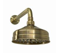 ENKI RA012 Wall Mounted Round Traditional 150mm Shower Arm, Antique Brass | Solid Brass, Anti-Limescale Nozzles, Easy Install, Fittings Included, Rainfall, 1-Year Guarantee, Rainfall Shower Head Arm