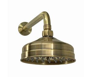 ENKI RA012 Wall Mounted Round Traditional 150mm Shower Arm, Antique Brass | Solid Brass, Anti-Limescale Nozzles, Easy Install, Fittings Included, Rainfall, 1-Year Guarantee, Rainfall Shower Head Arm
