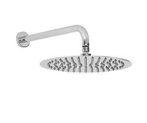 ENKI, RA067, Contemporary Wall Fixed Round Ultra Slim Stainless Steel Shower Head 12" with Shower Arm - Chrome